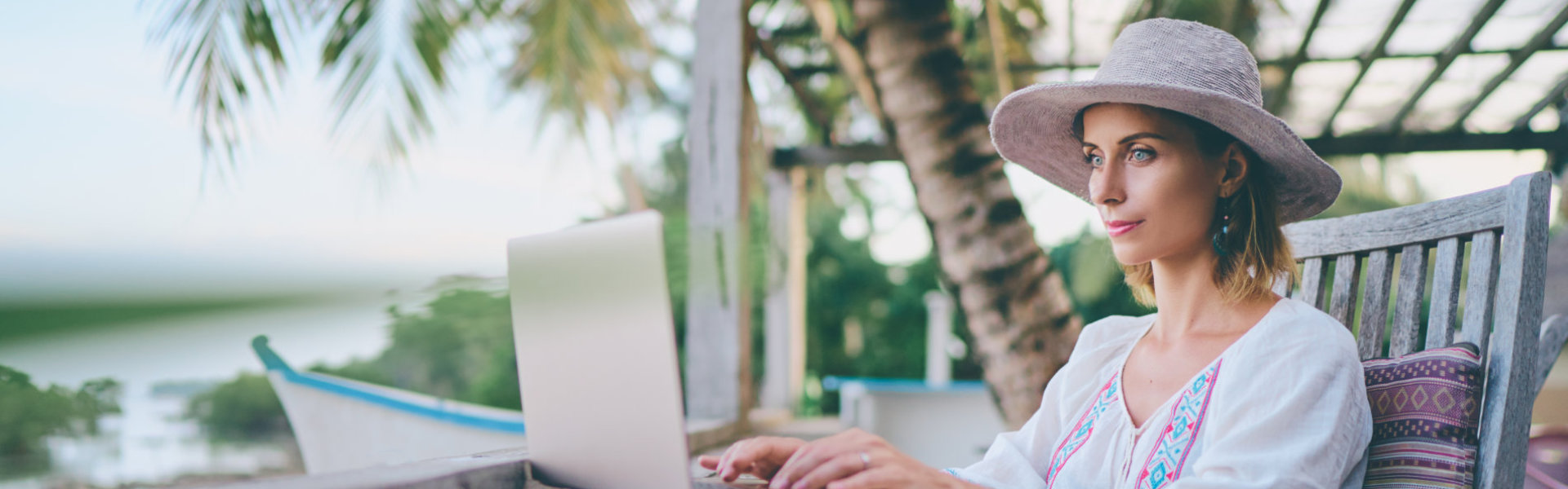 woman using her laptop